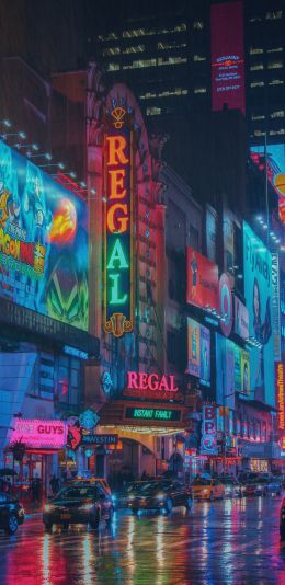 times square, New York, USA, billboards, city Wallpaper 1080x2220