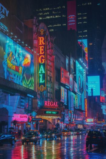 times square, New York, USA, billboards, city Wallpaper 640x960