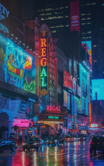 Обои 1200x1920 Таймс-сквер, Нью-Йорк, США, рекламные щиты, город