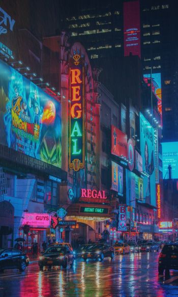 Обои 1200x2000 Таймс-сквер, Нью-Йорк, США, рекламные щиты, город