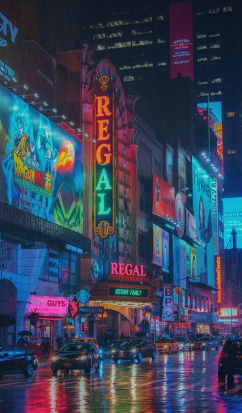 times square, New York, USA, billboards, city Wallpaper 600x1024