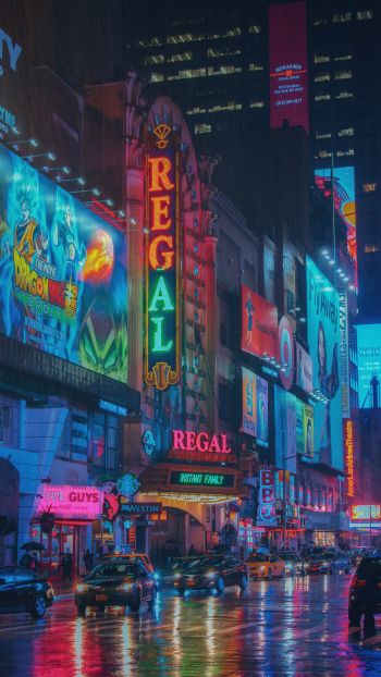 Обои 1080x1920 Таймс-сквер, Нью-Йорк, США, рекламные щиты, город