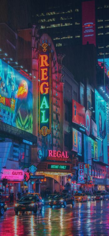 times square, New York, USA, billboards, city Wallpaper 828x1792