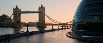 Обои 2560x1080 Тауэрский мост, Лондон, Великобритания, городская жизнь, река