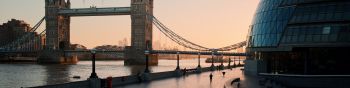 Обои 1590x400 Тауэрский мост, Лондон, Великобритания, городская жизнь, река