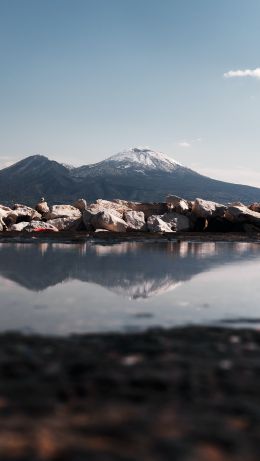 Naples, metropolitan city of Naples, Italy, mountain range, lake Wallpaper 640x1136