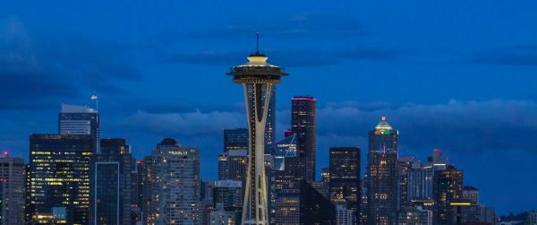 Seattle, Washington, USA, skyscrapers, glass Wallpaper 3440x1440