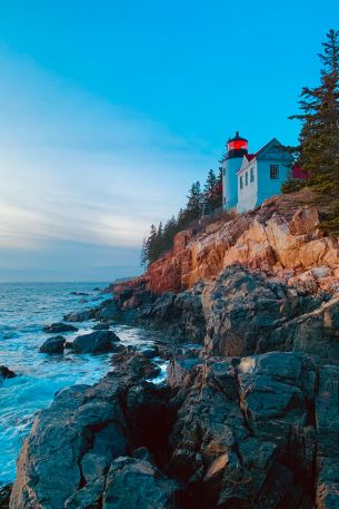 Bass-Harbor, Tremont, Maine, USA, cliff, sea Wallpaper 640x960