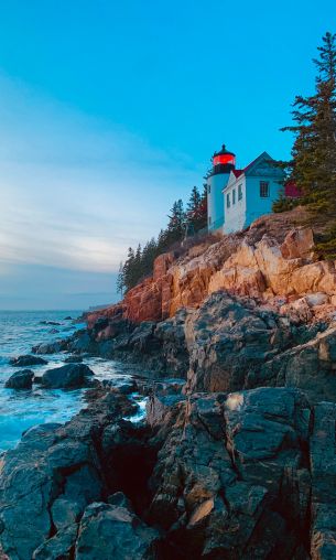 Bass-Harbor, Tremont, Maine, USA, cliff, sea Wallpaper 1200x2000