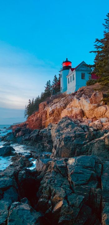 Bass-Harbor, Tremont, Maine, USA, cliff, sea Wallpaper 1440x2960