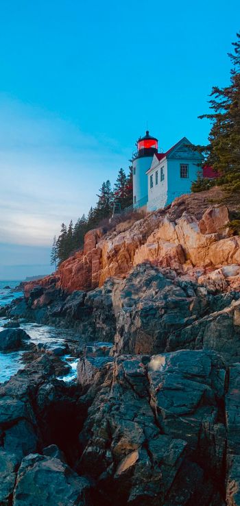 Bass-Harbor, Tremont, Maine, USA, cliff, sea Wallpaper 720x1520