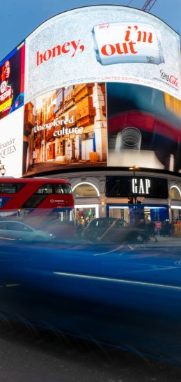 London, Great Britain, billboards, city Wallpaper 1440x3040