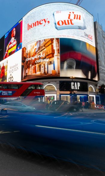 Обои 1200x2000 Лондон, Великобритания, билборды, город