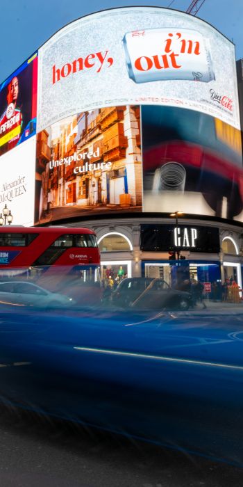 Обои 720x1440 Лондон, Великобритания, билборды, город