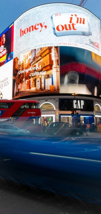 London, Great Britain, billboards, city Wallpaper 1440x3040