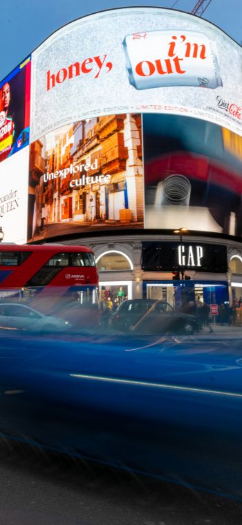 London, Great Britain, billboards, city Wallpaper 1080x2340