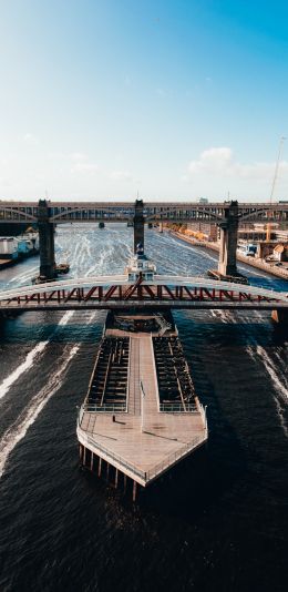 Newcastle, Great Britain, ship, river, city Wallpaper 1080x2220