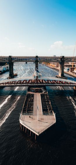 Newcastle, Great Britain, ship, river, city Wallpaper 1080x2340