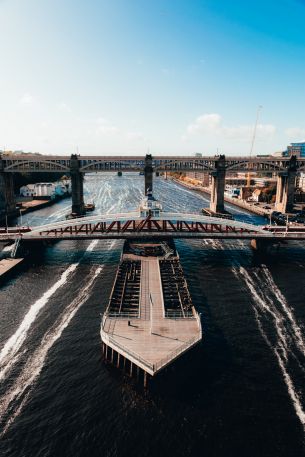 Newcastle, Great Britain, ship, river, city Wallpaper 640x960