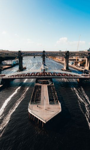 Newcastle, Great Britain, ship, river, city Wallpaper 1200x2000