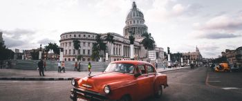 Обои 3440x1440 Гавана, Куба, город, ретро машина