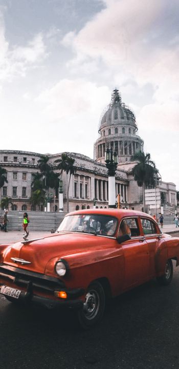 Обои 1440x2960 Гавана, Куба, город, ретро машина
