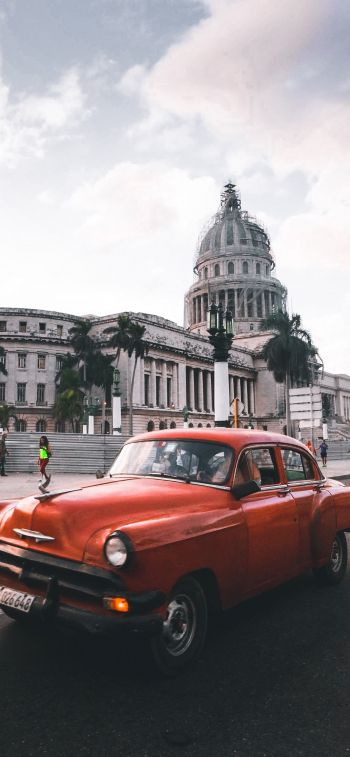 Обои 1284x2778 Гавана, Куба, город, ретро машина