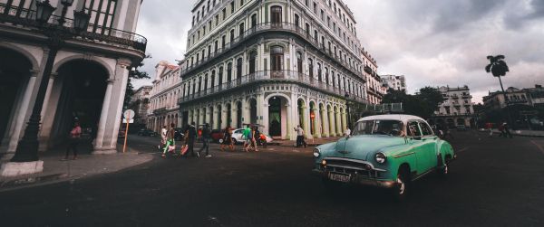 Havana, Cuba, machine, city, construction Wallpaper 3440x1440