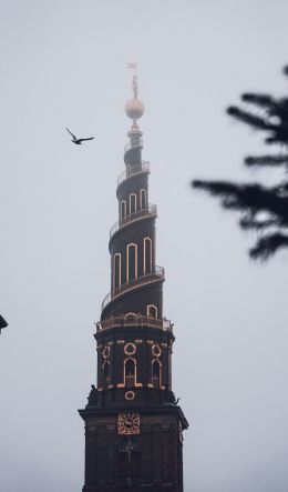 Copenhagen, Copenhagen, Denmark, tower, fog Wallpaper 600x1024