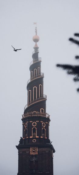 Copenhagen, Copenhagen, Denmark, tower, fog Wallpaper 720x1600