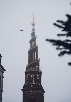 Copenhagen, Copenhagen, Denmark, tower, fog Wallpaper 1668x2388