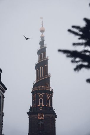 Copenhagen, Copenhagen, Denmark, tower, fog Wallpaper 4000x6000