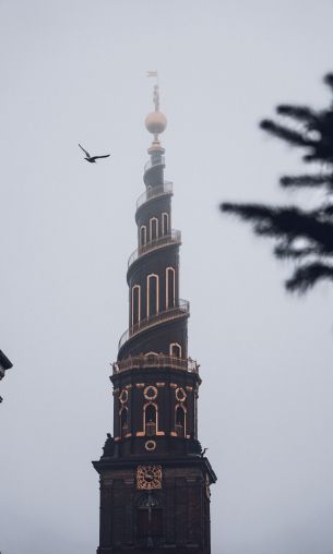 Copenhagen, Copenhagen, Denmark, tower, fog Wallpaper 1200x2000