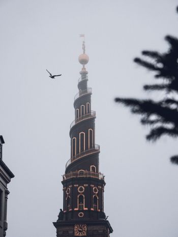 Copenhagen, Copenhagen, Denmark, tower, fog Wallpaper 2048x2732
