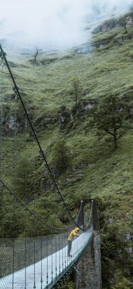 France, bridge, construction, cliff Wallpaper 1080x2340