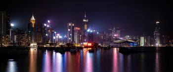 Hong Kong, night city Wallpaper 2560x1080