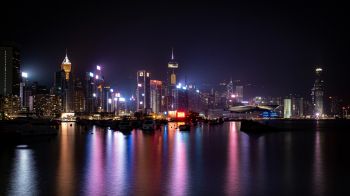 Hong Kong, night city Wallpaper 1280x720