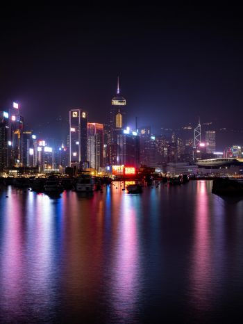 Hong Kong, night city Wallpaper 1620x2160
