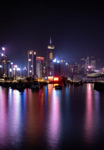 Hong Kong, night city Wallpaper 1668x2388