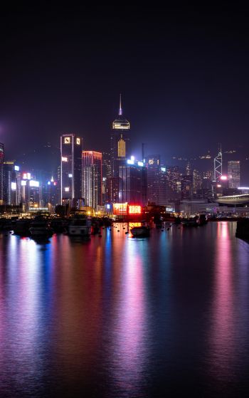 Hong Kong, night city Wallpaper 1752x2800