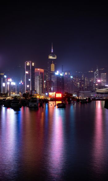 Hong Kong, night city Wallpaper 1200x2000