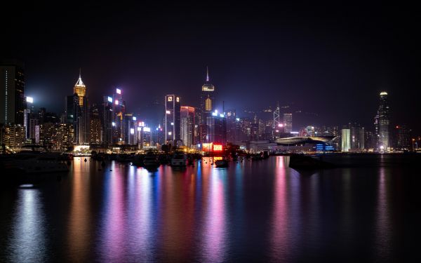 Hong Kong, night city Wallpaper 2560x1600