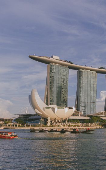 Обои 1600x2560 Сингапур, офисное здание, море