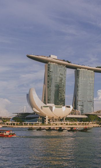 Обои 1200x2000 Сингапур, офисное здание, море