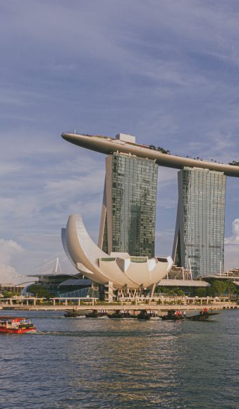 Обои 600x1024 Сингапур, офисное здание, море