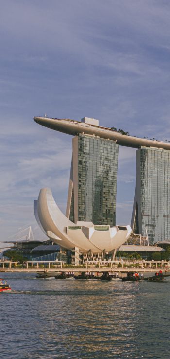 Обои 1440x3040 Сингапур, офисное здание, море