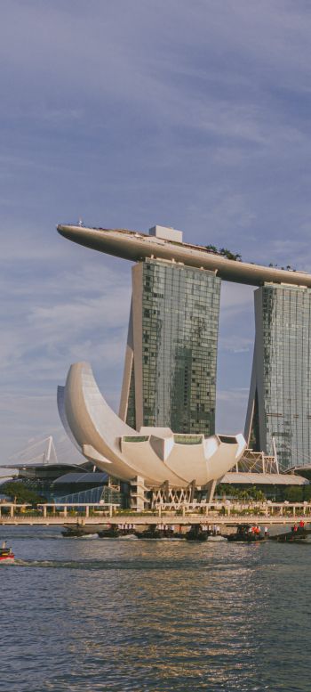 Обои 1080x2400 Сингапур, офисное здание, море