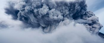 Обои 2560x1080 облака, дым, Гора Синабунг