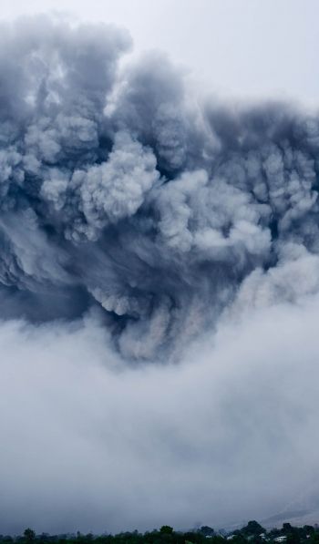 clouds, smoke, Gora Sinabung Wallpaper 600x1024
