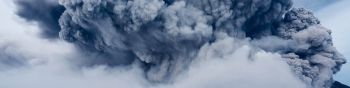 Обои 1590x400 облака, дым, Гора Синабунг